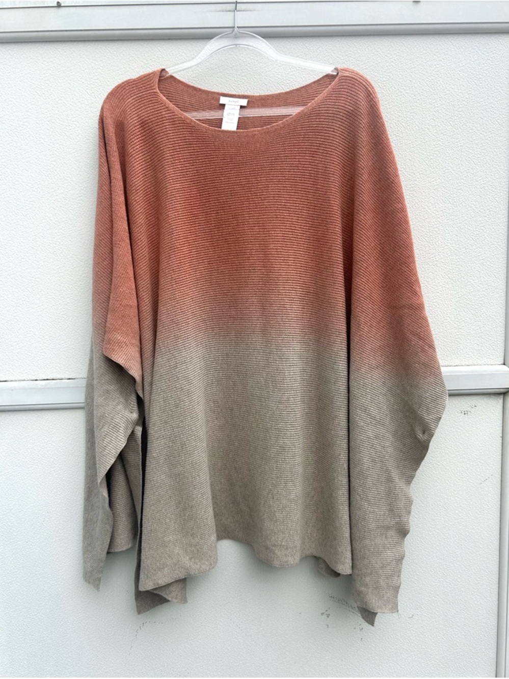 J. Jill Pure Poncho Sweater Womens One Size Ombre 100% Cotton Casual Pink  Gray - Picture 3 of 10